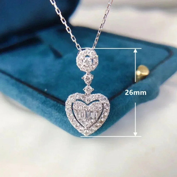 NEW 925 Sterling Silver Diamond Heart Pendant Necklace - Picture 6 of 7